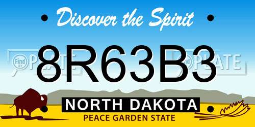 8R63B3 North Dakota License Plate
