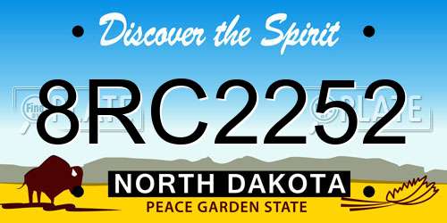 8RC2252 North Dakota License Plate