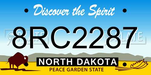 8RC2287 North Dakota License Plate