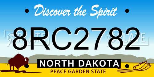 8RC2782 North Dakota License Plate