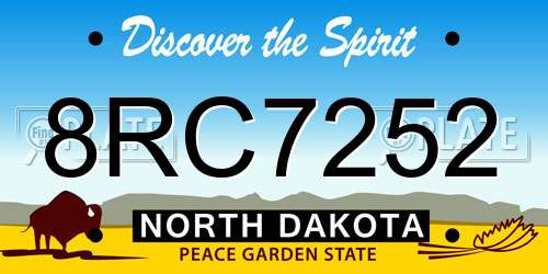 8RC7252 North Dakota License Plate