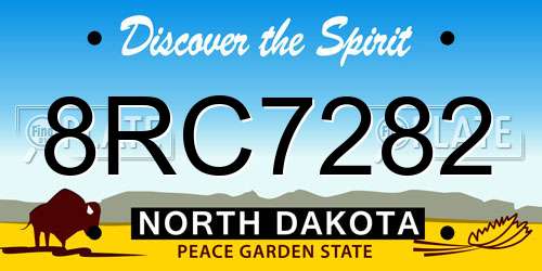 8RC7282 North Dakota License Plate
