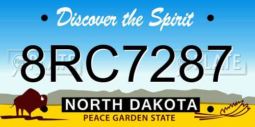 8RC7287 North Dakota License Plate