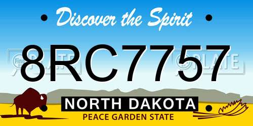 8RC7757 North Dakota License Plate