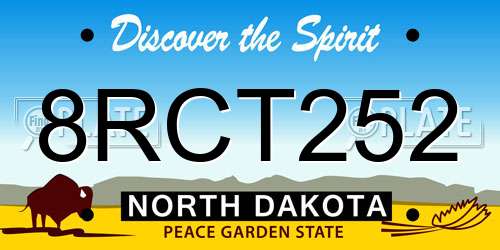 8RCT252 North Dakota License Plate