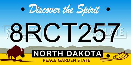 8RCT257 North Dakota License Plate