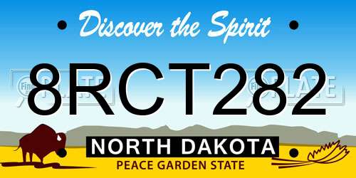 8RCT282 North Dakota License Plate