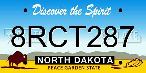 8RCT287 North Dakota License Plate