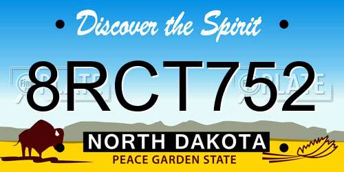 8RCT752 North Dakota License Plate