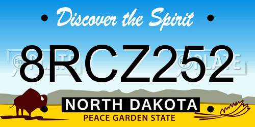 8RCZ252 North Dakota License Plate