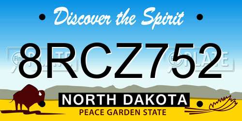 8RCZ752 North Dakota License Plate