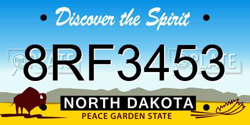 8RF3453 North Dakota License Plate