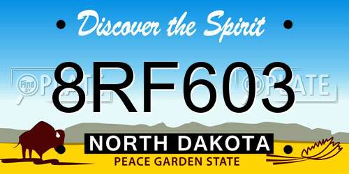 8RF603 North Dakota License Plate