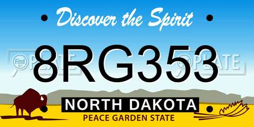 8RG353 North Dakota License Plate
