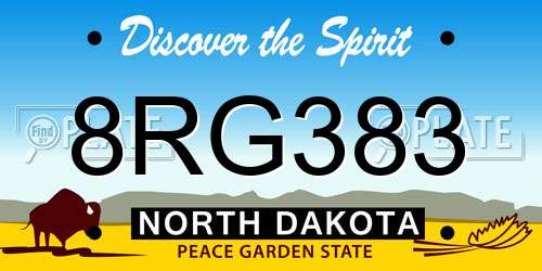 8RG383 North Dakota License Plate