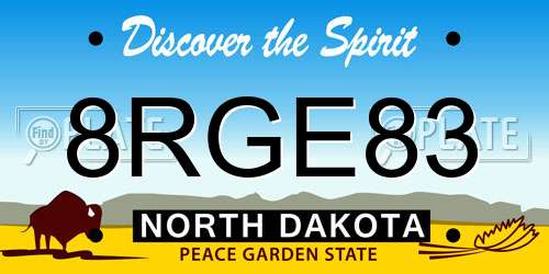 8RGE83 North Dakota License Plate