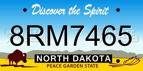 8RM7465 North Dakota License Plate