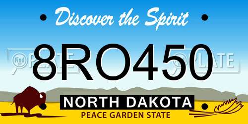 8RO450 North Dakota License Plate