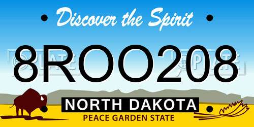 8ROO208 North Dakota License Plate