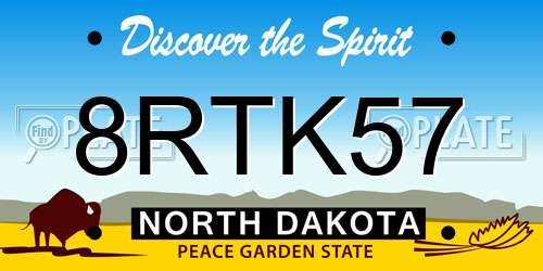 8RTK57 North Dakota License Plate