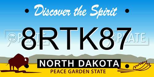 8RTK87 North Dakota License Plate