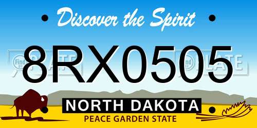 8RX0505 North Dakota License Plate