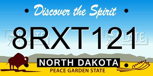 8RXT121 North Dakota License Plate