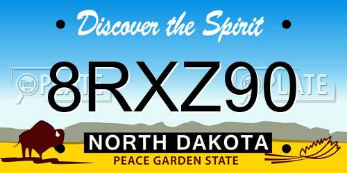 8RXZ90 North Dakota License Plate