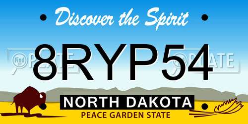8RYP54 North Dakota License Plate