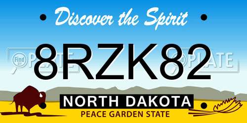 8RZK82 North Dakota License Plate