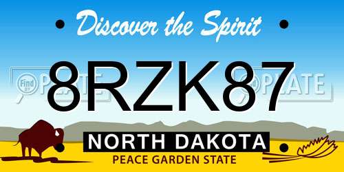 8RZK87 North Dakota License Plate