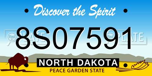 8S07591 North Dakota License Plate