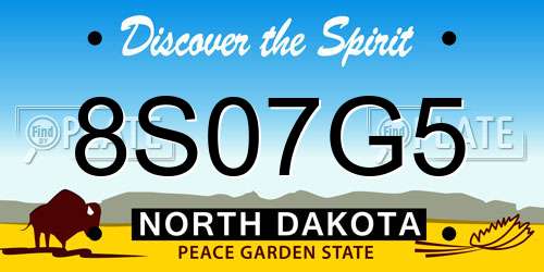 8S07G5 North Dakota License Plate