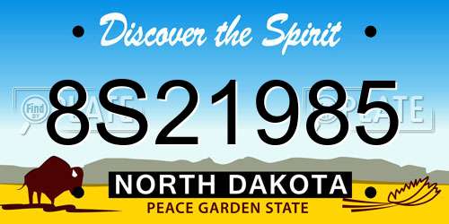 8S21985 North Dakota License Plate