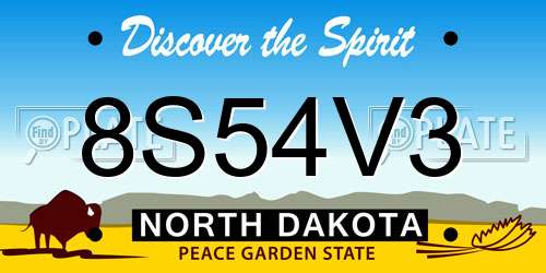 8S54V3 North Dakota License Plate