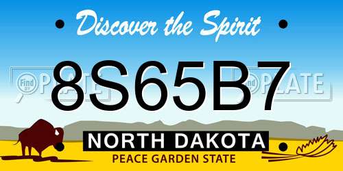 8S65B7 North Dakota License Plate