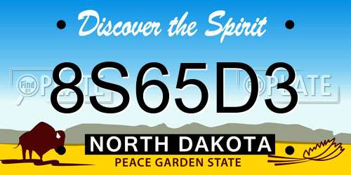 8S65D3 North Dakota License Plate