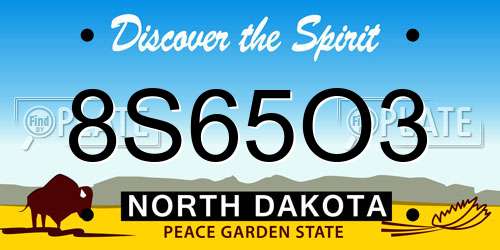8S65O3 North Dakota License Plate