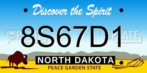 8S67D1 North Dakota License Plate