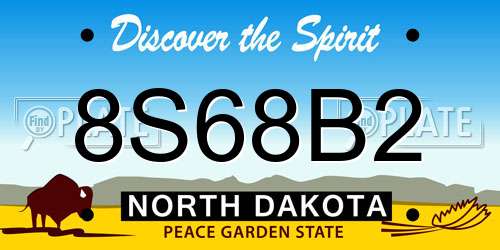 8S68B2 North Dakota License Plate