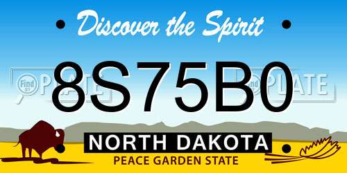 8S75B0 North Dakota License Plate