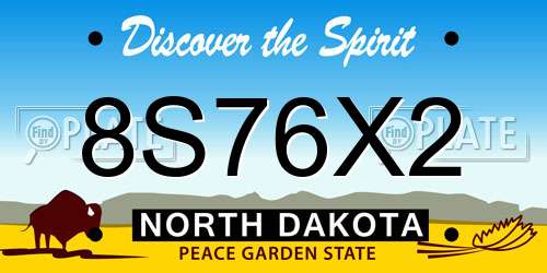 8S76X2 North Dakota License Plate