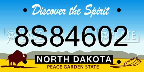 8S84602 North Dakota License Plate