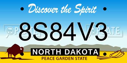 8S84V3 North Dakota License Plate