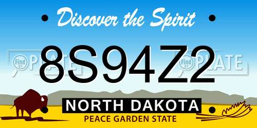8S94Z2 North Dakota License Plate
