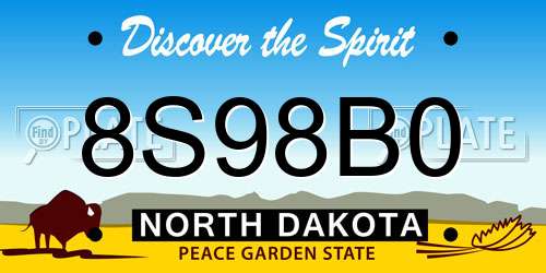 8S98B0 North Dakota License Plate