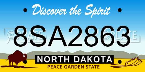 8SA2863 North Dakota License Plate