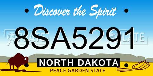 8SA5291 North Dakota License Plate
