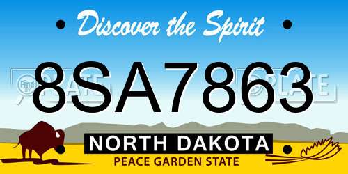 8SA7863 North Dakota License Plate
