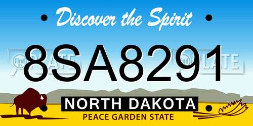 8SA8291 North Dakota License Plate